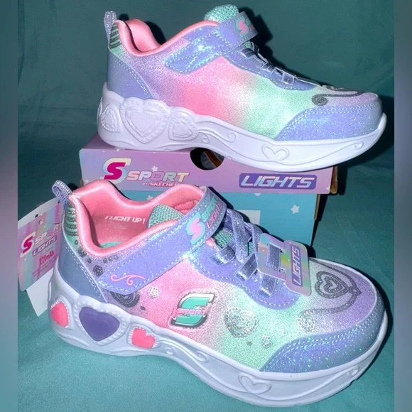 S Sport By Skechers Toddler Lucia Sneakers Light Up, Unicorn Pattern - Picture 1 of 9
